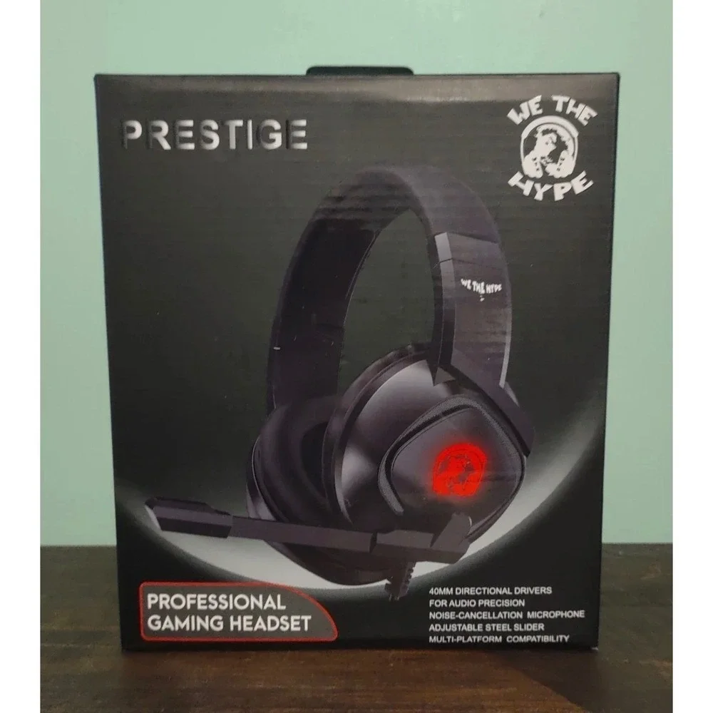 WeTheHype Prestige Professional Gaming Headset Black RedLED Noise Cancelling Mic
